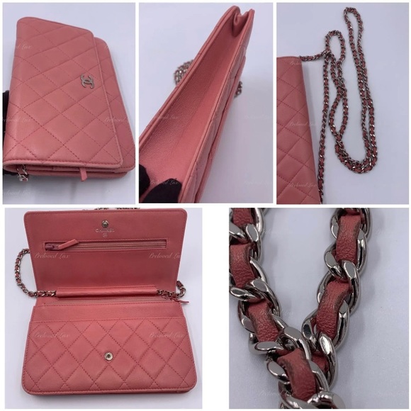 Authentic CHANEL Lambskin Wallet-on-the-chain WOC Flap Bag - Pink SHW - Picture 5 of 10